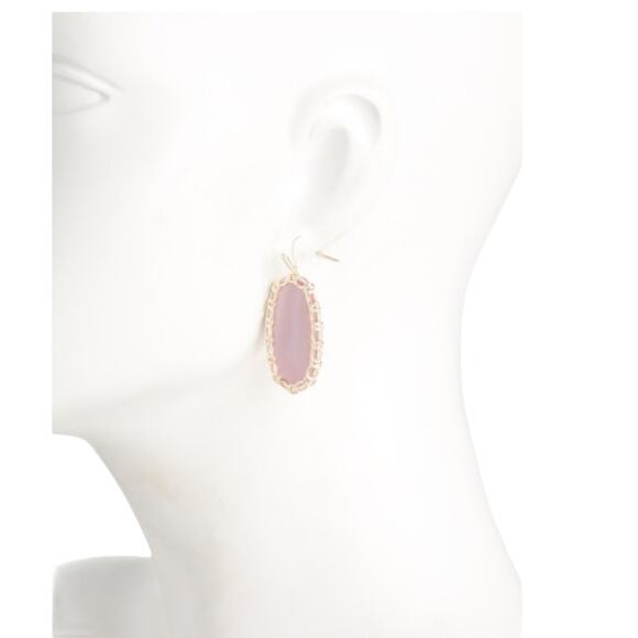 NWT! Kendra Scott Macrame Elle Gold Pink Mother of Pearl Earrings - Picture 3 of 4